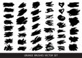 Set of black paint, ink brush strokes, brushes, lines. Dirty artistic design elements, boxes, frames for text. Vector illustration Royalty Free Stock Photo