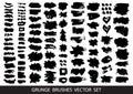 Set of black paint, ink brush strokes, brushes, lines. Dirty artistic design elements, boxes, frames for text. Vector illustration Royalty Free Stock Photo