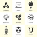 Set of black physics icons.