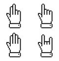 Set of black pixel hand icons