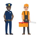 Set of Black Policeman and Whiskered Builder Flat