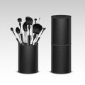 Set of Black Professional Makeup Concealer Powder Brushes inTube Royalty Free Stock Photo