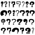 Set of black question marks Royalty Free Stock Photo