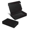 Set of Black Realistic Cardboard Box. Vector package for Software, electronic device and other products