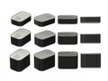 Set of black rectangle tin cans in various sizes, clipping path