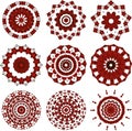 Set of black and red mandalas