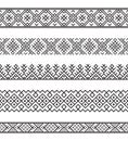 Set of black seamless Slavic ethnic borders.