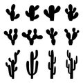 Set of black silhouettes of cactuses, vector illustration