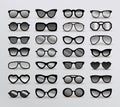 Set Of Black Silhouettes Of Different Eyeglasses. Flat Design. Vector Illustration. Isolated On White Background Royalty Free Stock Photo