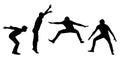 Set of black silhouettes jumping young man in motion, iso Royalty Free Stock Photo