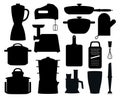 Set of Black Silhouettes of Kitchen Instruments