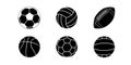A set of black silhouettes of sports balls Royalty Free Stock Photo