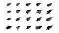 Set of black silhouettes of wing icons. Collection wing.