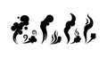 Set of black smoke and steam vector design elements with curls and swirls for creative use Royalty Free Stock Photo
