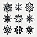 Symmetrical Snowflake Vector Art: Bold Shadows And Minimalist Black & White Design Royalty Free Stock Photo
