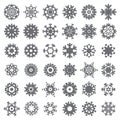 Set of Black Snowflake Vector Icon Isolated Royalty Free Stock Photo