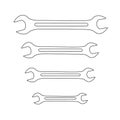 A set of black spanners for a mechanic in vector. Spanners logo vector illustration. Royalty Free Stock Photo