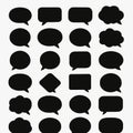 Black Speech Bubbles: Set of 24 Blank Dialogue Boxes for Design Royalty Free Stock Photo