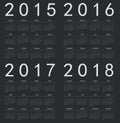 Set of black square european 2015, 2016, 2017, 201 Royalty Free Stock Photo