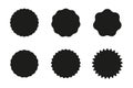 Set of black starburst badges icon. Sunburst stickers for price, promo, quality, sale tags. Vector