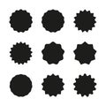 set of black starburst icons on white background for promo design.