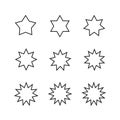 set of black starburst icons on white background for promo design.