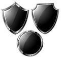 Set of black steel shields