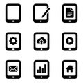 Set of black tablet computer icons for user interface design and mobile applications Royalty Free Stock Photo