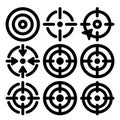 Set of black target and aim icons for precision and focus Royalty Free Stock Photo