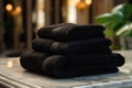 Set of black terry towels
