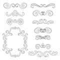 Set of black thin line abstract curly headers, design element set isolated on white background. Royalty Free Stock Photo