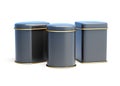 Set of black tin cans on white background. 3d rendering