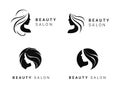 Set of black vector beauty salon or hairdresser icon designs isolated on white background