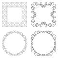 Set of black vector curly frames