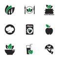 Simple vector icons. Flat illustration on a theme Vegetarian restaurant Royalty Free Stock Photo