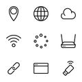 Set of black vector icon, isolated on white background, on theme Internet communication Royalty Free Stock Photo