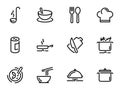Set of black vector icon, isolated on white background, on theme Preparation of ingredients for cooking soup Royalty Free Stock Photo