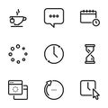 Set of black vector icon, isolated on white background, on theme Waiting Royalty Free Stock Photo