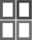 Set of 4 black vector rectangular frames in tire traces style