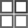 Set of 4 black vector square frames in tire traces style