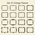 Set of black vintage frames. Blank borders of various shapes. Vector retro labels, elements for your design