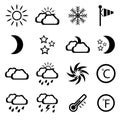 Set of black weather icons