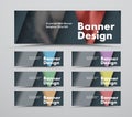 Set of black web banners of a standard size in the style of material design with triangular elements for a photo Royalty Free Stock Photo