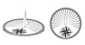 Set of black and white ancient sundials isolated on a white background. Old time dimension. Vector contour object