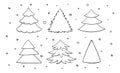 Set of black and white blank christmas trees. Royalty Free Stock Photo