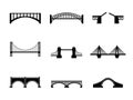 Set of black and white bridge icons