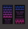 Set of black business cards with triangular poligonal background. Objects separate from the background. Vector template