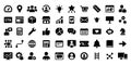 Set of Black and White Business and Marketing Vector Icons Featuring Analytics, User Interface, Shopping Cart, Chat and Network Royalty Free Stock Photo