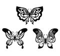 Set black white butterflies of a tattoo Royalty Free Stock Photo