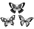 Set black white butterflies of a tattoo Royalty Free Stock Photo